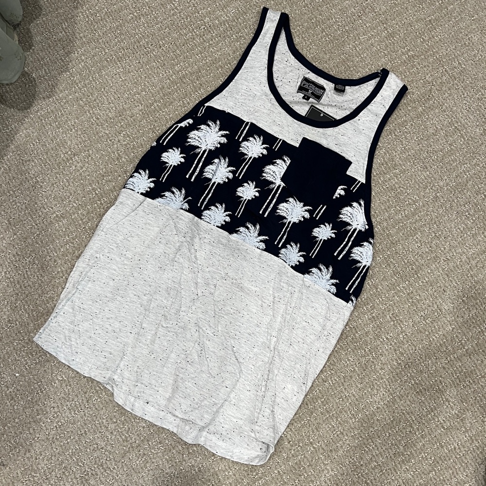 Premium Xpression men’s casual grey/navy sleeveless shirt